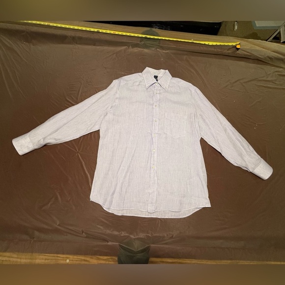 Jeff Rose 100% Linen Golf Button Down Dress Shirt Grey/Blue Size Large - Picture 11 of 11